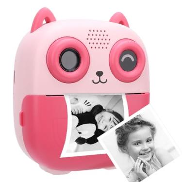 Imagem de Impressão Instantânea de Câmera Infantil, Câmera Digital 1080P 48MP Com Tela TFT de 2,4 Polegadas, Câmera Portátil para Criança Com Impressão Térmica, Brinquedo de Câmera de (Rosa)
