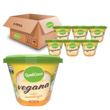 Imagem de Manteiga de Coco Vegana Com Sal Qualicoco 200g (6 Potes)