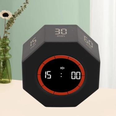 Imagem de Pomodoro Timer, Hexagon Flip Timer, Desk Productivity Cube Timer Com 1 3 5 15 30 60 90 Minute Presets, Gerenciamento de Tempo para Cozinhar Em Sala de Aula Estudar Trabalho (Preto)