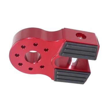 Imagem de JicSuXi Conector de gancho de arrasto resistente para montagem de manilha de guincho genérico, alumínio forte com proteção de borracha para SUV, pickup, ATV, Vermelho