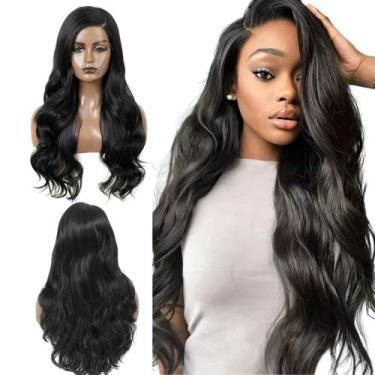 Imagem de Front Lace Ondulada Repartição Lateral Peruca Super Natural 70cm - bbl