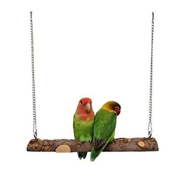 Imagem de Nynelly Balanço de pássaro para animais de estimação, brinquedos de gaiola de papagaio, brinquedos de balanço de madeira natural para periquito, cacatua, calopsita conure Lovebirds canários ararara-pequena papagaio africano