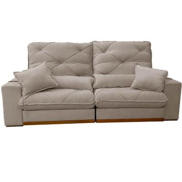 Imagem de Sofá Isabela com Molas Ensacadas 4 Lugares Retrátil e Reclinável 250cm Tecido Veludo Zarat Cor Bege Castor