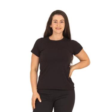 Imagem de Blusa Feminina Plus Size Canelada Manga Curta Baby Look Básica GG ao G