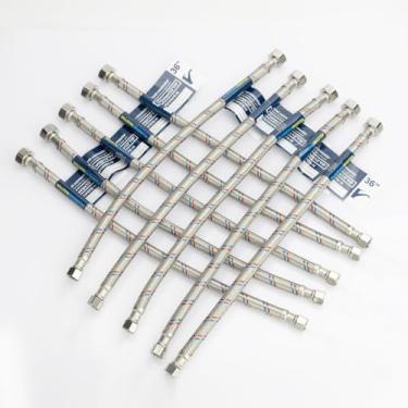 Imagem de PLUMBINGMASTER Conector de mangueira de torneira de 91 cm (3/20.3 cm Comp x 1/5.1 cm FIP), linhas de abastecimento de água de torneira de aço inoxidável trançado para torneira de pia de cozinha de