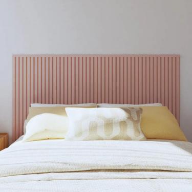 Imagem de Cabeceira Painel Ripado Cabeceira Quarto Cama Casal Rosa