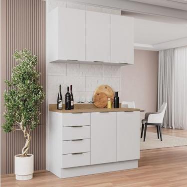 Imagem de Cozinha Modulada 2 Peças com Tampo 1 Aéreo 3 Portas e 1 Balcão Pia Ipanema Cabecasa