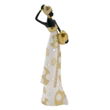Imagem de Figura Decorativa Estatueta Mulher Africana 45 X 15 X 10 Cm - 83-887 -