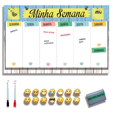 Imagem de Quadro Lousa Planejador Mensal/Planejamento Semanal/Planner Planner Parede 40x60 Metal Quadro Branco 2 canetas e 12 imãs (BRANCO, 40x60)