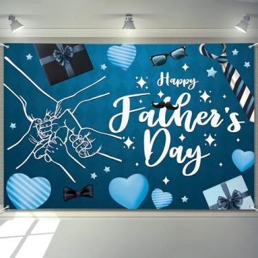 Imagem de Arosche Decorações de banner feliz dia dos pais 183 cm x 122 cm pano de fundo de dia dos pais de mãos dadas amor coração dia dos pais suprimentos de festa fundo para jardim interno e externo, quintal