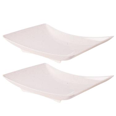 Imagem de Travessa de plástico retangular 800ml marmorizado com 2 unidades Plasutil ref. 16339