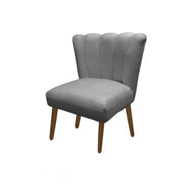 Imagem de Cadeira Pétala Flor Para Sala De Estar Penteadeira Salão Suede Cinza Claro