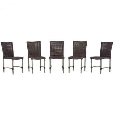Imagem de 5 Cadeiras De Jantar Cannes De Alumínio Pintura Fendi Trama Marrom