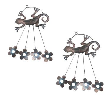 Imagem de Sino Dos Ventos Lagartixa Flores Kit 2 Unidades Jardim Quintal Varanda Enfeite Ambiente Externo Decoraçao