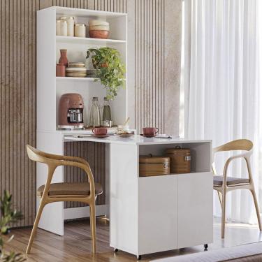 Imagem de Armário Bancada De Cozinha 2 Portas Com Mesa Retrátil Duo Branco