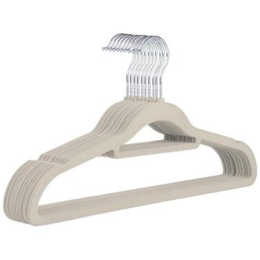 Imagem de Kit 10 Unidades Cabide Slim Veludo com Ranhura para Roupas com Alças n