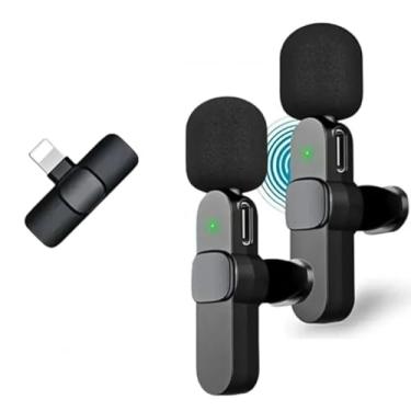 Imagem de Microfone Lapela Sem Fio Duplo, 2.4GHz, Conexão IOS, 10h Bateria, Redução de Ruído, Preto