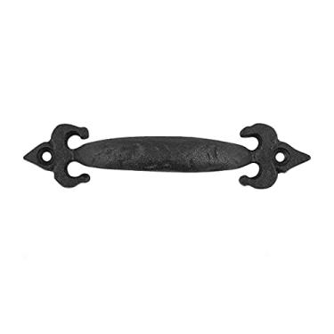 Imagem de Puxadores de gaveta de ferro forjado preto Fleur De Lis Pull 9,5 cm