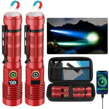 Imagem de Lanterna recarregável de alto lúmens-12000LM luz magnética super brilhante com visor digital de energia, longo alcance, regulável, à prova d'água, lanternas de LED de bolso para acampamento de