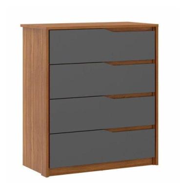 Imagem de Cômoda átria 4 Gavetas Amêndola Grafito - Demartêz - DEMARTÊZ MOBÍLIA,