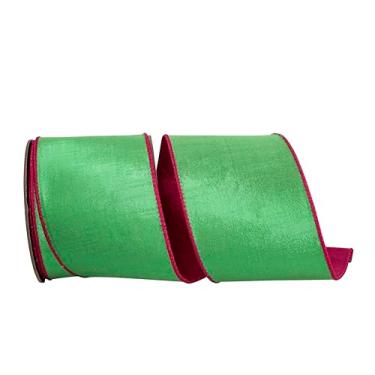 Imagem de Reliant Ribbon Fita metálica reversa, duas cores, borda com fio, fúcsia/verde