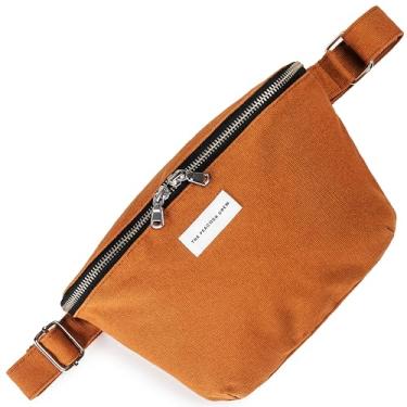 Imagem de The Peacock Crew Pochete – Bolsa tiracolo de algodão elegante para homens e mulheres – alça ajustável, zíper duplo – bolsa de ombro de tecido premium, Nomade Brown Camel