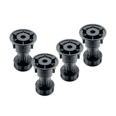 Imagem de Kit 04 Pé Nivelador Plástico para Móveis 100mm (160Kg) Preto Hafele - 