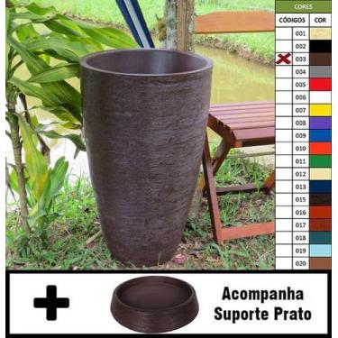 Imagem de Kit Vaso Planta + Prato 65x40 Oval Moderno Polietileno - BGPLASTICOS, 