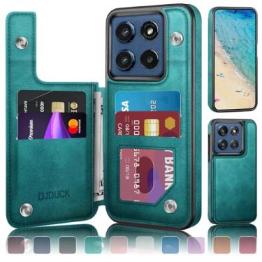 Imagem de DJDUCK Capa carteira projetada para Moto G Stylus 2025 com suporte para cartão, [capa de fecho magnético] [proteção de couro com bloqueio de RFID] à prova de choque feminina e masculina para Moto G