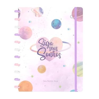 Imagem de Caderno de Discos Flex Inteligente Iscool Personalizado G Cosmos Siga Seus Sonhos Lilás