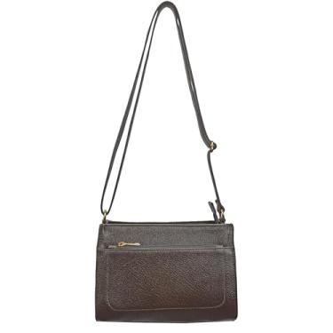 Imagem de Bolsa Feminina Mini Pequena Transversal Crossbody Couro Legítimo (Café)