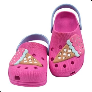 Imagem de Babuche Infantil Dulupé Menina Pink, Estampa Sorvete, com Solado Antiderrapante (BR, Bebê, Faixa Numérico, 19, 20)