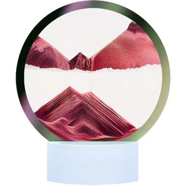 Imagem de Imagem de arte de areia em movimento de vidro redondo 3D fundo do mar paisagem em movimento moldura de areia fluida, brinquedos de arte de mesa grandes, decorações de mesa para casa e escritório