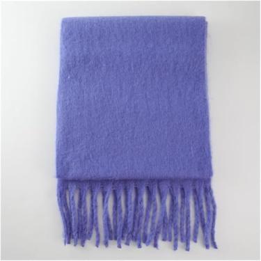 Imagem de Cachecol Para Mulheres Cor Sólida Lenço Macio Engrossado Quente Cor Sólida Lenço Mohair Borla Cachecol Inverno Quente, 20