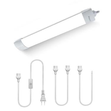 Imagem de Akpuzd Luminária de teto LED 5000K com plugue, iluminação sob o armário, barra de luz LED vinculável para cozinha, banheiro, garagem, corredor, escritório, iluminação aérea (1,4 pés-1 peça)