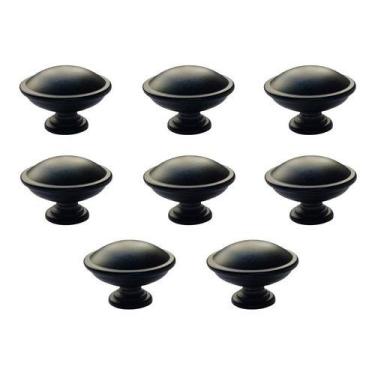 Imagem de 8 Puxador Redondo Preto Fosco Para Gaveta, Armário, Porta - Compras Fá