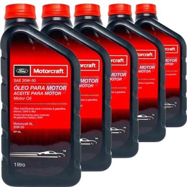 Imagem de Kit 5 Litros De Óleo Do Motor Lubrificante Ford Motorcraft SAE 20W50 A