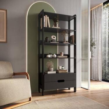 Imagem de Estante Para Livros 100% MDF Com 2 Gavetas e 4 Prateleiras Elvis - FD