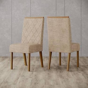 Imagem de Cadeira para Mesa de Jantar Nina Ambiente Kit 2 Peças Nature Creme - H