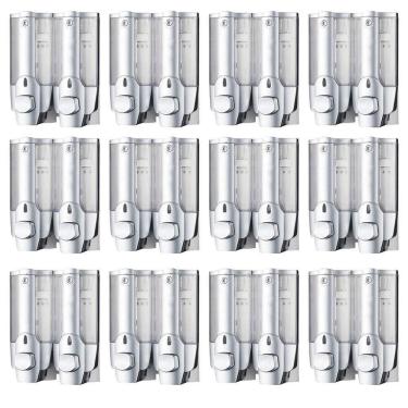 Imagem de Dispenser Duplo Kit 12 Unidades Alcool Gel Sabonete Liquido Shampoo Banheiro Shopping Restaurante