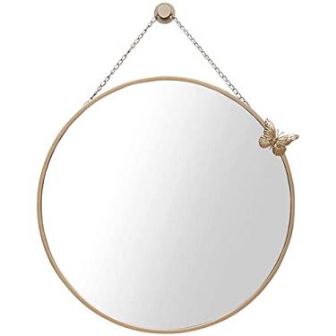 Imagem de Espelho decorativo de parede suspenso, espelho decorativo de parede estilo vintage espelho redondo de metal com corrente de pendurar, espelho decorativo de parede de 15,8 a 27,8 polegadas para