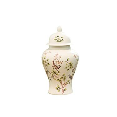Imagem de Pote de gengibre de porcelana estilo chinês com templo de tampa de cerâmica, vaso de porcelana grande, vaso floral branco, decoração de interiores, artesanato, ornamentos de cerâmica para escritório