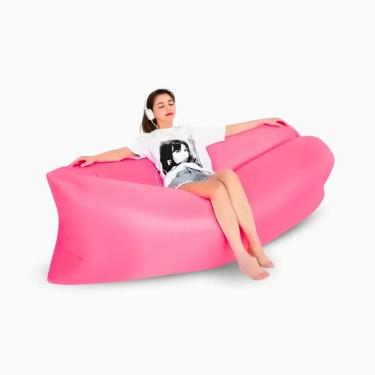 Imagem de Sofá Inflável De Ar Portátil Puff Impermeável Praia - Rosa