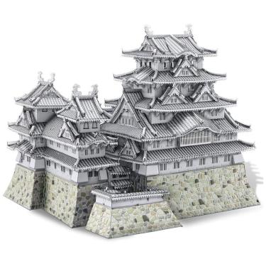Imagem de Quebra Cabeças 3D em Metal para Adultos, Tema Castelo de Himeji com 486 Peças, Piececool, Prata