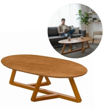 Imagem de Mesa de Centro Oval 90cm MDF e Pinus Classica com Pés Taeda - TEBARROT