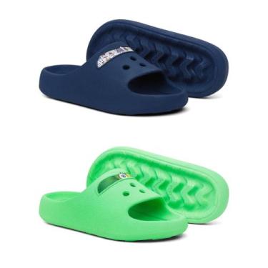 Imagem de Kit 2 Chinelo Slide Papete Infantil Kids Confortavel Personagem Desenh