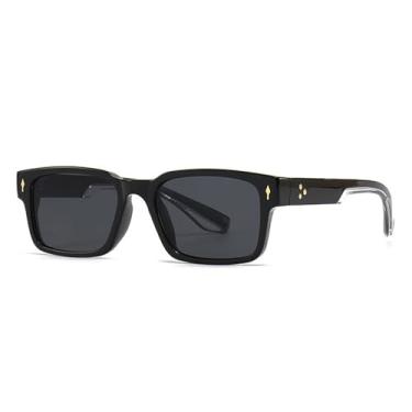 Imagem de Óculos de Sol Rivets Masculino Punk com Lentes Gradientes UV400 para Esportes ao Ar Livre, Corrida e Ciclismo, Preto, Transparente e Cinza