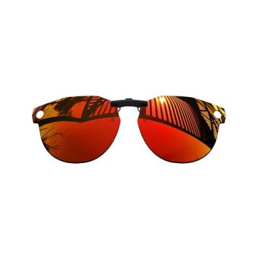 Imagem de MYCOURAG Lentes polarizadas de encaixe com proteção UV para óculos de sol Oakley Meta HSTN OW8002 51 mm – Vermelho fogo espelhado revestido polarizado
