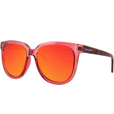 Imagem de Óculos de sol femininos e masculinos com armação borboleta com hastes de acetato, Armação vermelha transparente/lente vermelha, 55-15-140