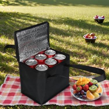 Imagem de Bolsa térmica térmica portátil para trabalho, viagem, piquenique, ar livre, refrigerador macio para esposa, 1 peça (preto)